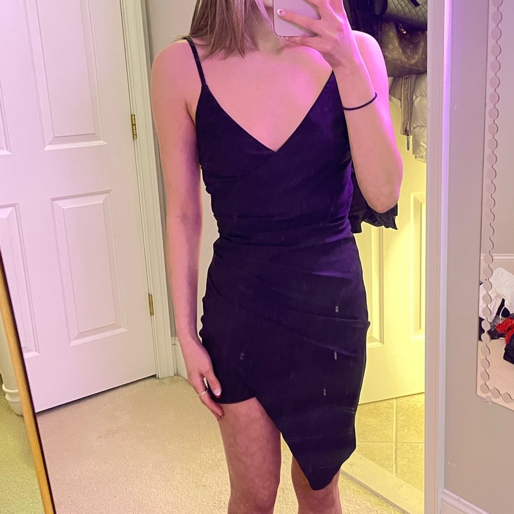 Asymmetrical Black Mini Dress Size S✨